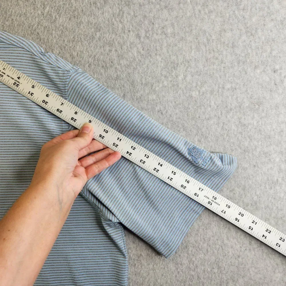 Stitch Shirt Mens Extra Large Blue Gray Striped Golf Polo Golfing Stretchy